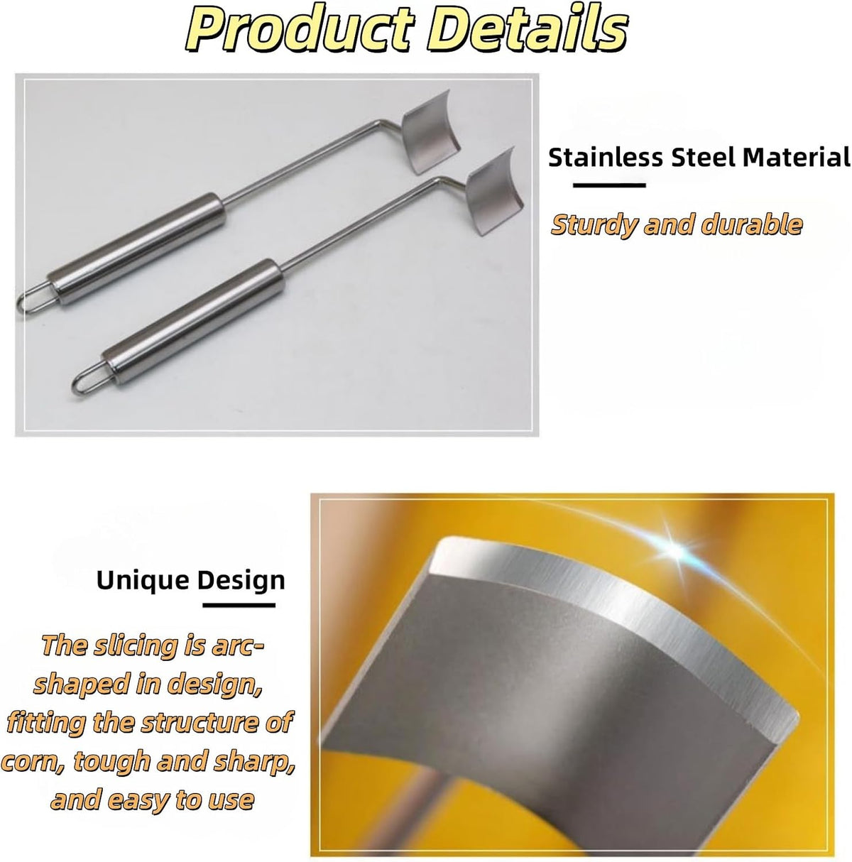 Easy Clean Corn Cob Peeler, 2025 New Corn Cob Stripper Stainless Steel Corn Shovel Corn Stripping Tool - Upgrade Fresh Corn Kernel Remover Shovel Cutter for Kitchen Household Use (1)