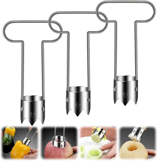 Red Bell Pepper Corer, 2025 Upgraded Stainless Steel Fruite Corer,Vegetable Pineapple Corer Tool Cutter Pepper Seed Remover Tool,For Vegetables Fruit Corer Kitchen Gadget (3, B)