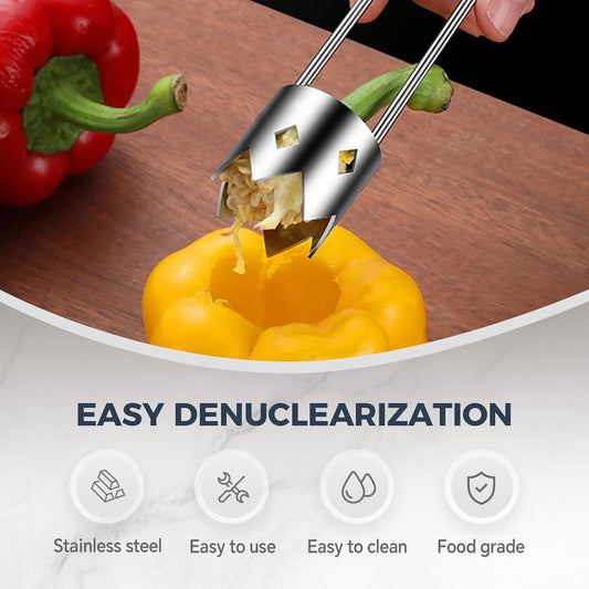 Red Bell Pepper Corer, 2025 Upgraded Stainless Steel Fruite Corer,Vegetable Pineapple Corer Tool Cutter Pepper Seed Remover Tool,For Vegetables Fruit Corer Kitchen Gadget (3, B)