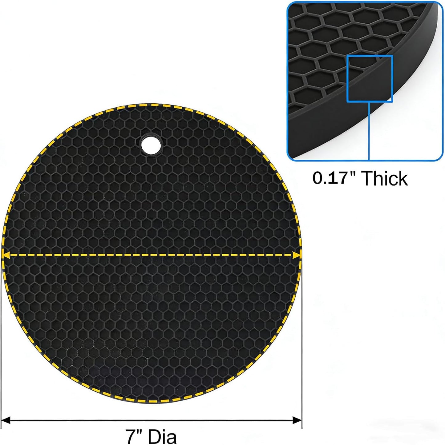 Silicone Trivet Mats, 4 Pack, Black and Grey