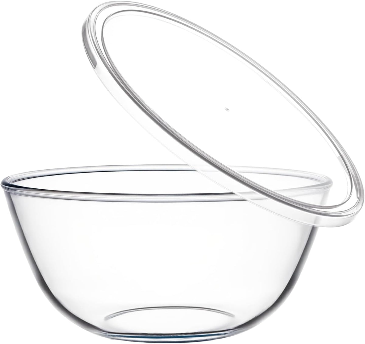 4.7QT Large Glass Mixing Bowl with White Lid, Big Salad Bowl with Lid, Large Glass Bowls for Sourdough and Kithen
