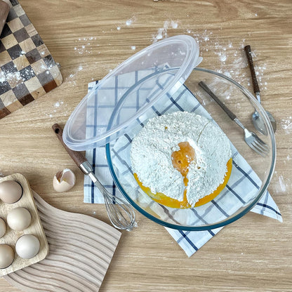 4.7QT Large Glass Mixing Bowl with White Lid, Big Salad Bowl with Lid, Large Glass Bowls for Sourdough and Kithen