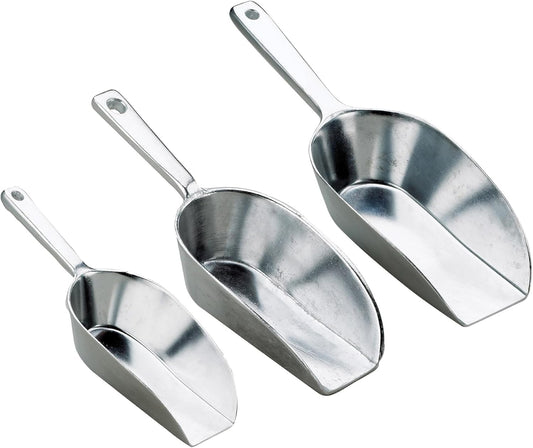Kitchen Flat Bottom Food Scoops, 5-Inch, 7.5-Inch, 8.75-Inch, Commercial-Grade Anodized Cast Aluminum, Set of 3