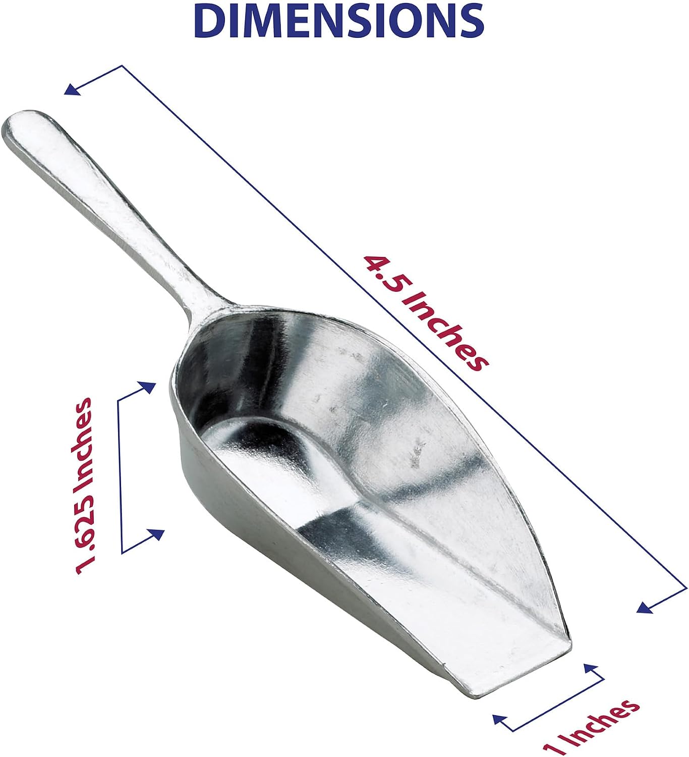 Kitchen Flat Bottom Food Scoops, 5-Inch, 7.5-Inch, 8.75-Inch, Commercial-Grade Anodized Cast Aluminum, Set of 3