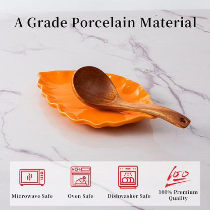 Ceramic Leaf Shape Spoon Rest for cooking, Cute Green Cooking Spoon Holder for Stove Top,Large Porcelain Spatula Rest for Kitchen Counter, Farmhouse Kitchen Decor (green)