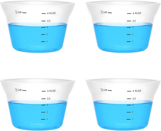 4 Pcs Silicone Laundry Measuring Cup 125ml Reusable Liquid Measuring Cup Laundry Detergent Dispenser Cups with Scale, Washable No Leak for Home Hotel
