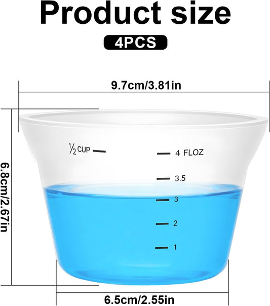 4 Pcs Silicone Laundry Measuring Cup 125ml Reusable Liquid Measuring Cup Laundry Detergent Dispenser Cups with Scale, Washable No Leak for Home Hotel