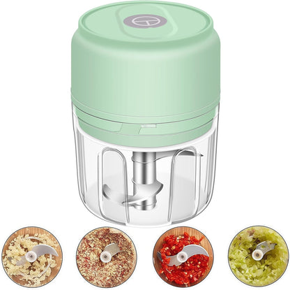 250ML Mini Electric Garlic Chopper, Garlic Mincer Grinder Masher (1 Cup) | USB Wireless Garlic Press, Small Food Processor Blender for Vegetable Ginger Chili, White
