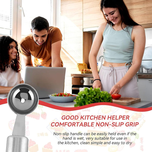 Stainless Steel Melon Baller Scoop, Fruit Carving Knife Melon Baller Watermelon Cantaloupe Scooper(Ball End + Knife End)