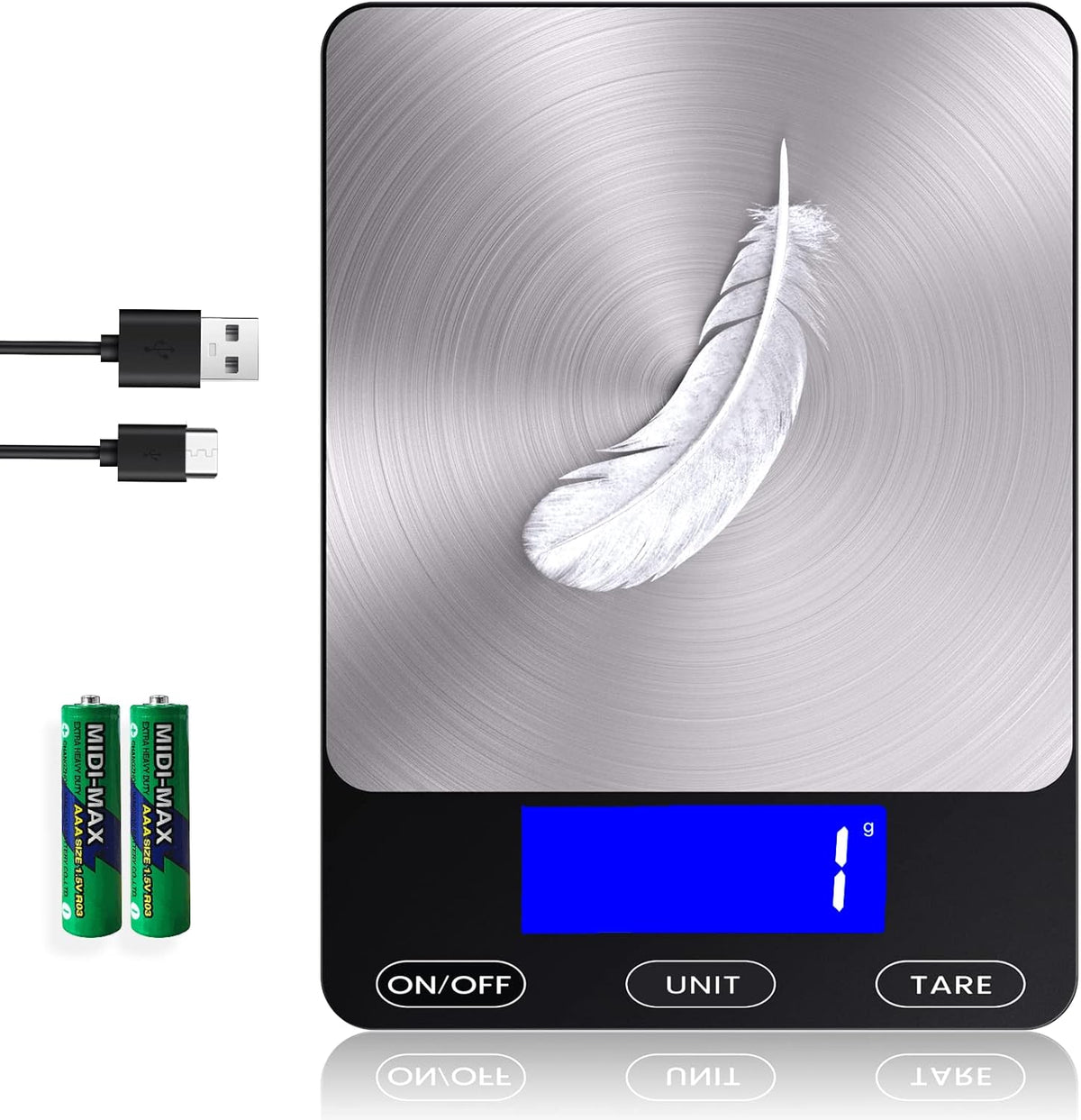 Food Scale -33lb Digital Kitchen Scale for Food Ounces Grams Rechargeable