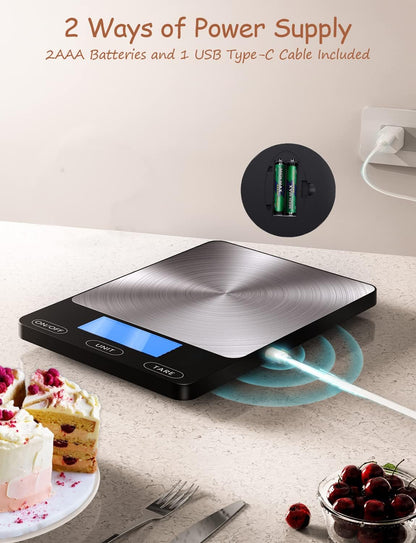 Food Scale -33lb Digital Kitchen Scale for Food Ounces Grams Rechargeable