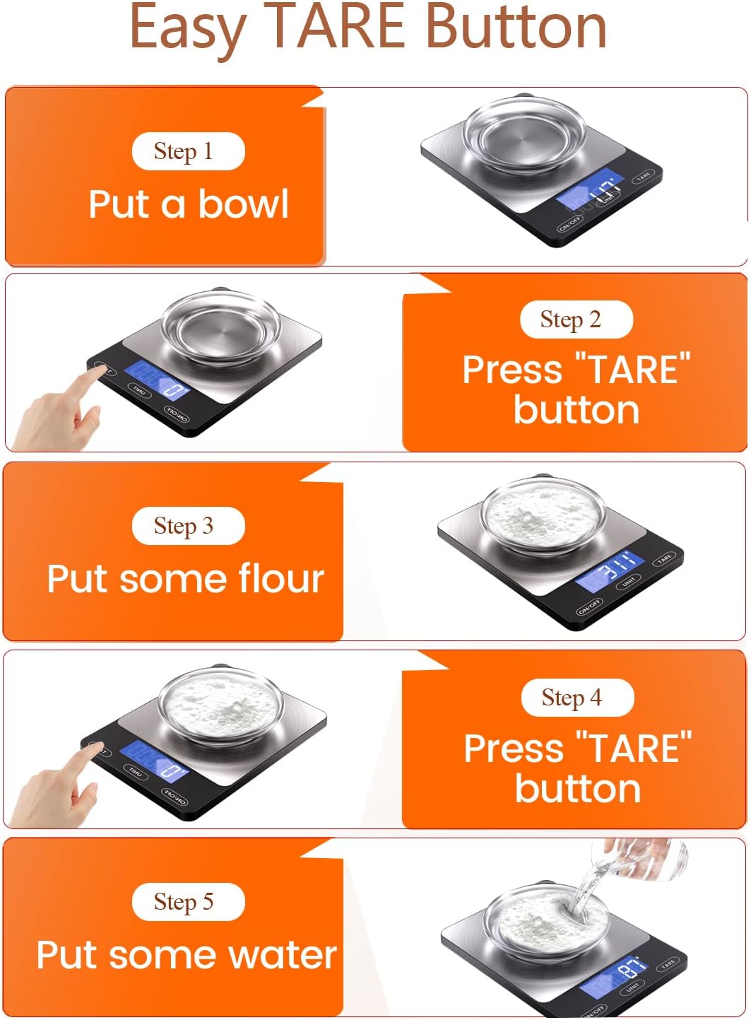 Food Scale -33lb Digital Kitchen Scale for Food Ounces Grams Rechargeable