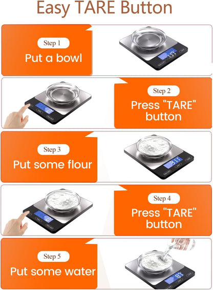Food Scale -33lb Digital Kitchen Scale for Food Ounces Grams Rechargeable