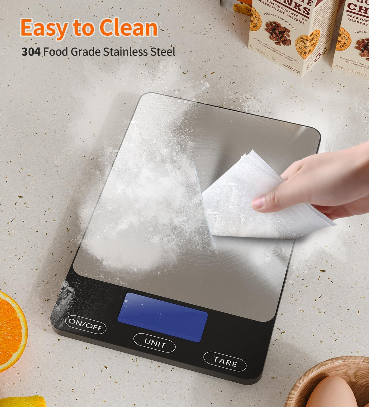Food Scale -33lb Digital Kitchen Scale for Food Ounces Grams Rechargeable