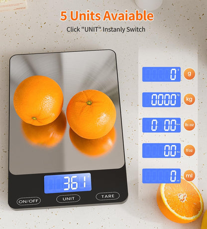 Food Scale -33lb Digital Kitchen Scale for Food Ounces Grams Rechargeable