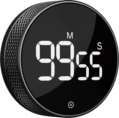 Kitchen Timer with LED Digital Display Smart Efficana for Home Classroom Gym Office, Volume and Brightness Adjustable Productivity Timer (Guncolor)