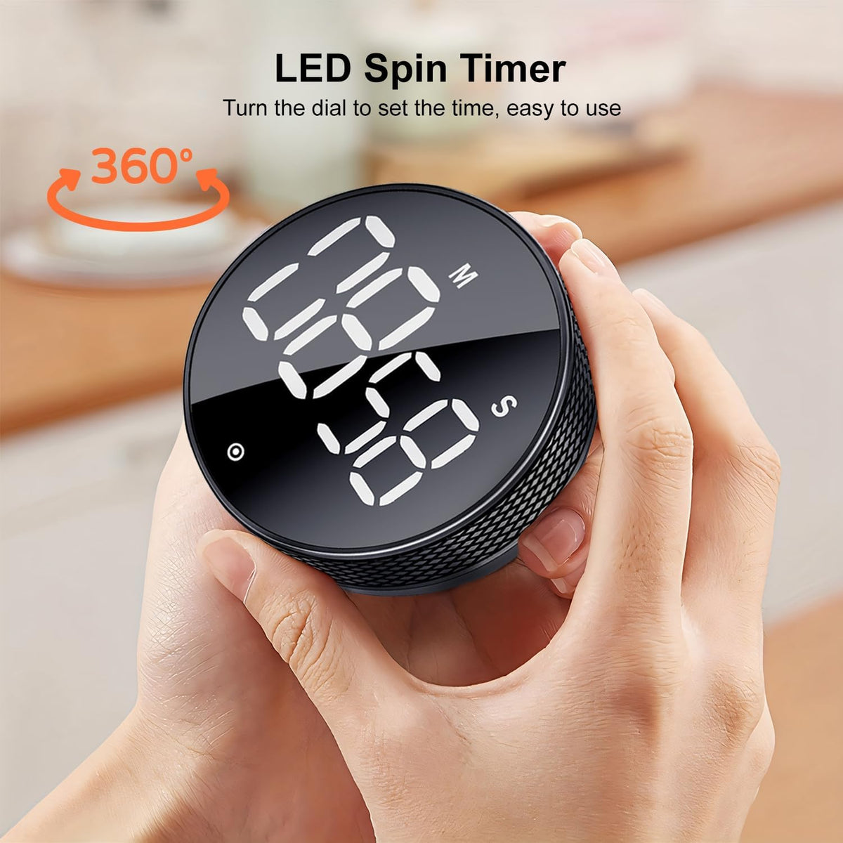 Kitchen Timer with LED Digital Display Smart Efficana for Home Classroom Gym Office, Volume and Brightness Adjustable Productivity Timer (Guncolor)