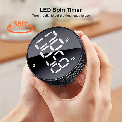 Kitchen Timer with LED Digital Display Smart Efficana for Home Classroom Gym Office, Volume and Brightness Adjustable Productivity Timer (Guncolor)
