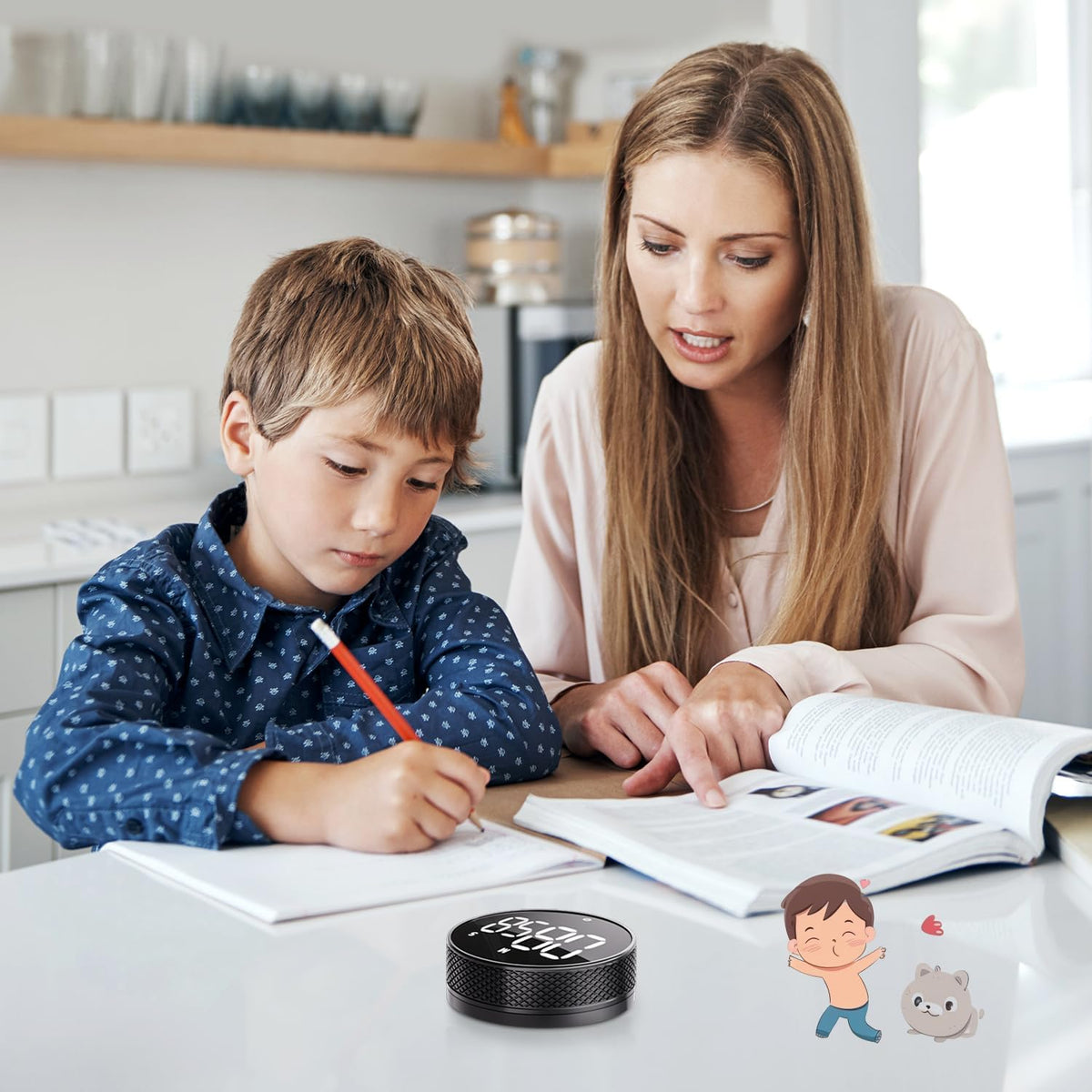 Kitchen Timer with LED Digital Display Smart Efficana for Home Classroom Gym Office, Volume and Brightness Adjustable Productivity Timer (Guncolor)
