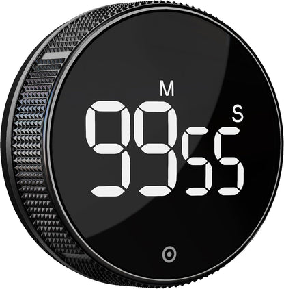 Kitchen Timer with LED Digital Display Smart Efficana for Home Classroom Gym Office, Volume and Brightness Adjustable Productivity Timer (Guncolor)
