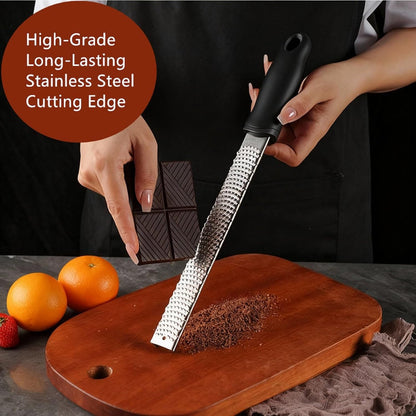 Stainless Steel Lemon Zester Cheese Grater, Protective Cover Ergonomic Black Handle