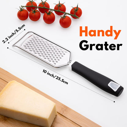 Professional Cheese Graters for Kitchen Stainless Steel Handheld, Metal Lemon Zester Grater With Handle For Cheese, Chocolate, Spices, Kitchen Gadgets And Tools, Soft Grip Handle, Black