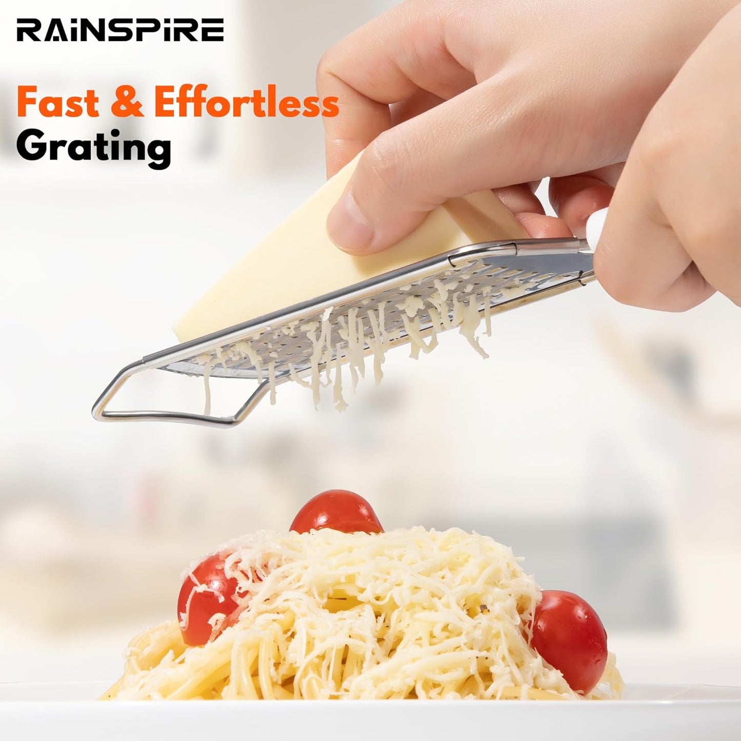 Professional Cheese Graters for Kitchen Stainless Steel Handheld, Metal Lemon Zester Grater With Handle For Cheese, Chocolate, Spices, Kitchen Gadgets And Tools, Soft Grip Handle, Black