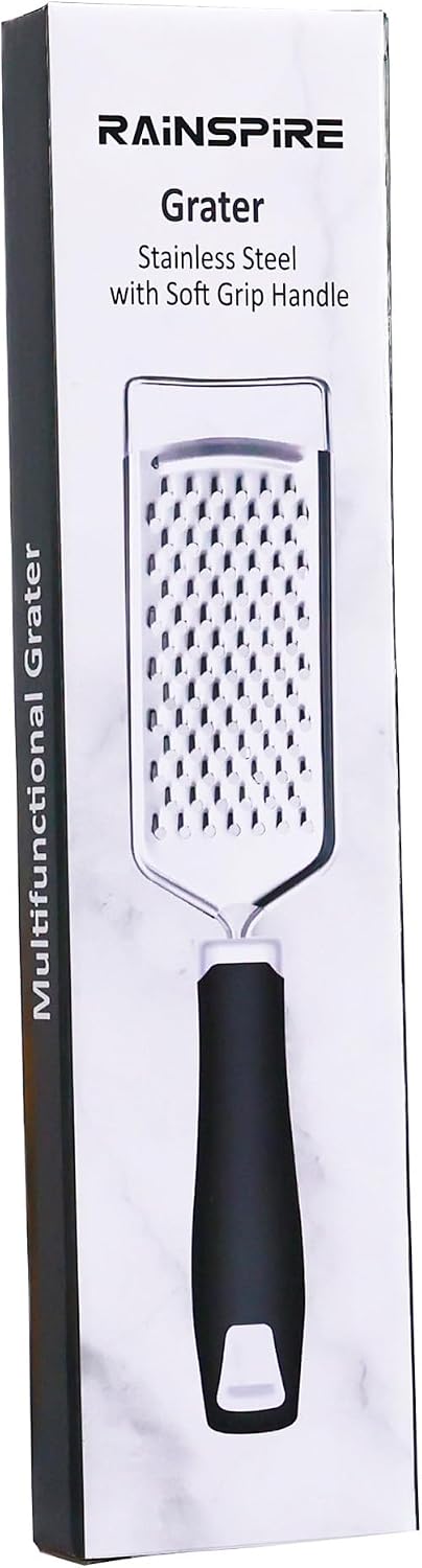 Professional Cheese Graters for Kitchen Stainless Steel Handheld, Metal Lemon Zester Grater With Handle For Cheese, Chocolate, Spices, Kitchen Gadgets And Tools, Soft Grip Handle, Black