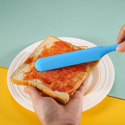 【5 Pack】Silicone Jar Spatula, Long Handle Jar Scraper Spurtle, Sourdough Spatula, Non-Stick Heat Resistant Cake Cream Spatulas Set, Small Spatulas for Kitchen Use
