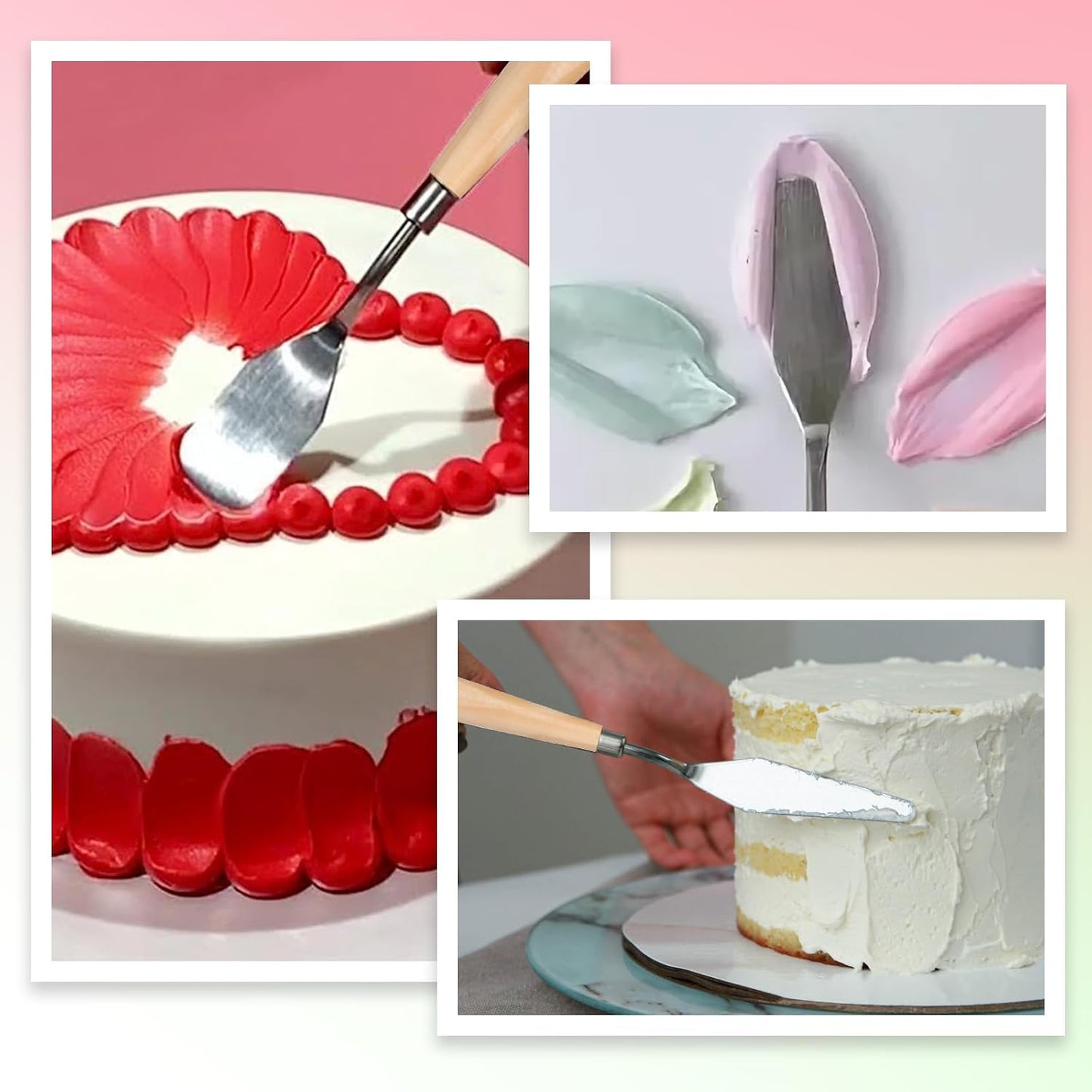 5 Pcs Cake Decorating Spatula, Off Set Spatulas for Frosting Stainless Steel Cake Apatula Palette Knife Baking Pastry Tool for Cakes Fondant Chocolate