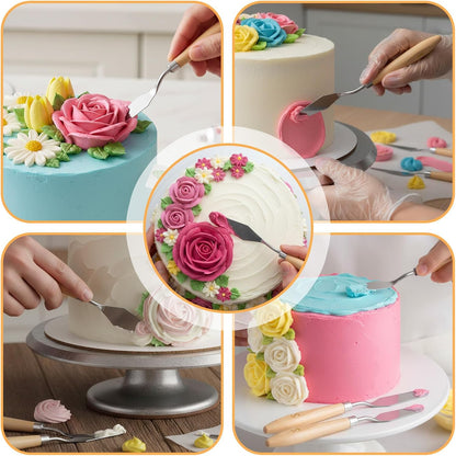 5 Pcs Cake Decorating Spatula, Off Set Spatulas for Frosting Stainless Steel Cake Apatula Palette Knife Baking Pastry Tool for Cakes Fondant Chocolate
