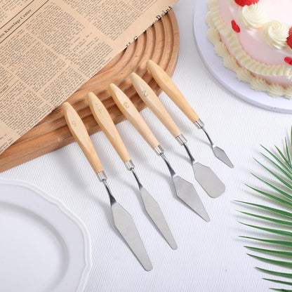 5 Pcs Cake Decorating Spatula, Off Set Spatulas for Frosting Stainless Steel Cake Apatula Palette Knife Baking Pastry Tool for Cakes Fondant Chocolate