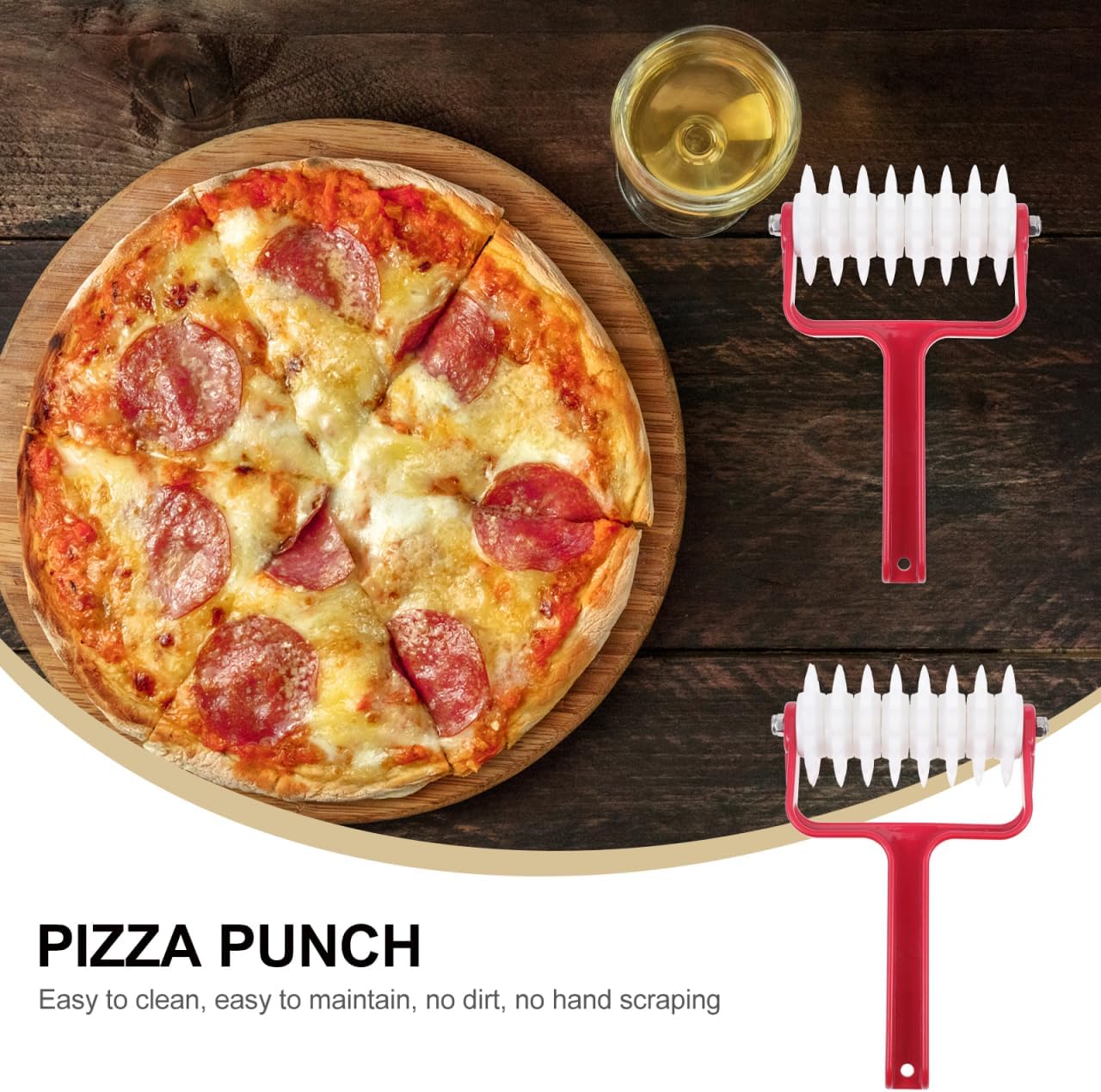 Pizza Dough Roller Docker 7.87 Inch Plastic Spike Wheel Kitchen Gadget for Even Pizza Crust Perforation and Bubble Prevention Baking Tool