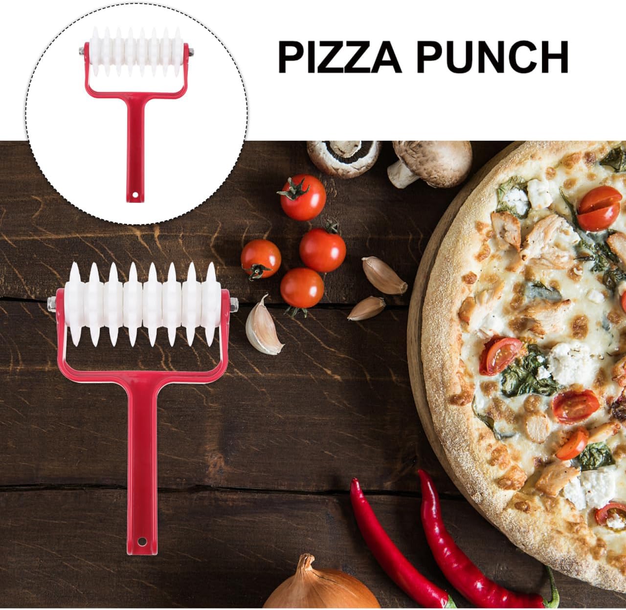Pizza Dough Roller Docker 7.87 Inch Plastic Spike Wheel Kitchen Gadget for Even Pizza Crust Perforation and Bubble Prevention Baking Tool