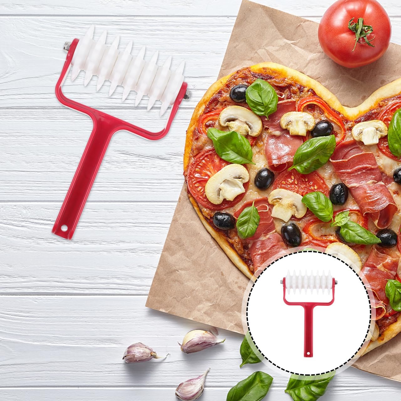 Pizza Dough Roller Docker 7.87 Inch Plastic Spike Wheel Kitchen Gadget for Even Pizza Crust Perforation and Bubble Prevention Baking Tool