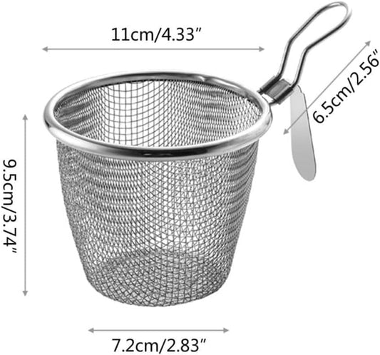 Stainless Steel Pasta Basket, Fine Mesh Strainer with Handle, Mesh Spider Food Dumpling Noodle Strainer Food Strainer Kitchen Utensils