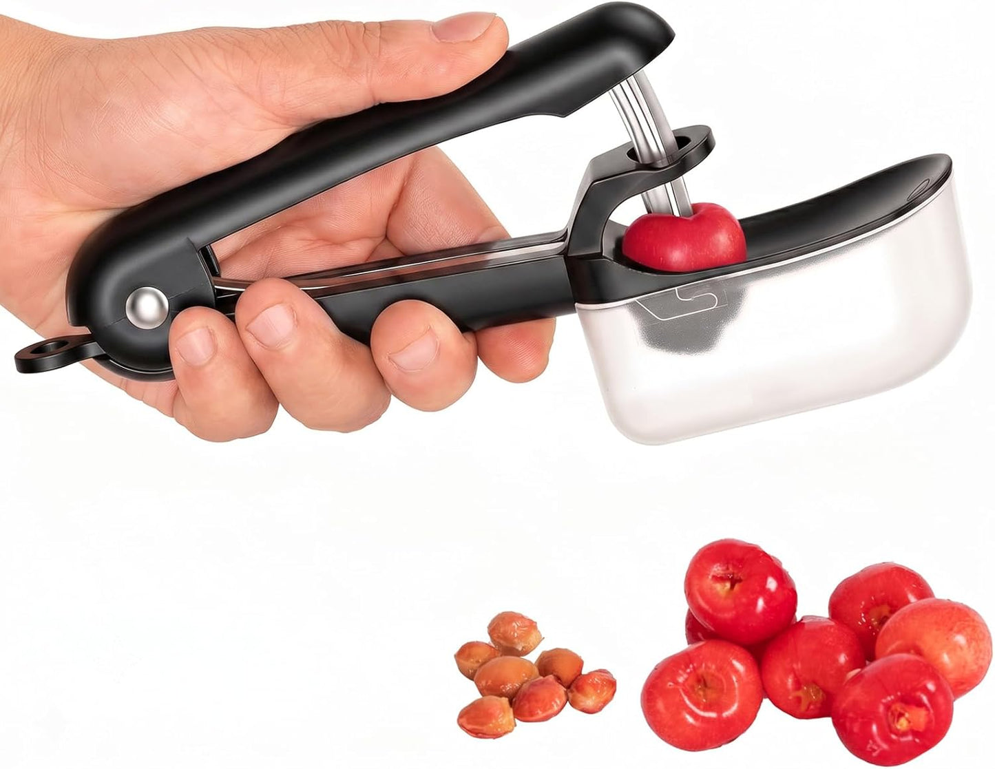Cherry Pitter - Makmzoon Cherry Pitter Tool Stainless Steel Rod(Black) | Hand-held push design Easy to Clean and Store With Lock Design Great for Making Cherry Jam