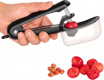 Cherry Pitter - Makmzoon Cherry Pitter Tool Stainless Steel Rod(Black) | Hand-held push design Easy to Clean and Store With Lock Design Great for Making Cherry Jam