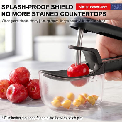Cherry Pitter - Makmzoon Cherry Pitter Tool Stainless Steel Rod(Black) | Hand-held push design Easy to Clean and Store With Lock Design Great for Making Cherry Jam