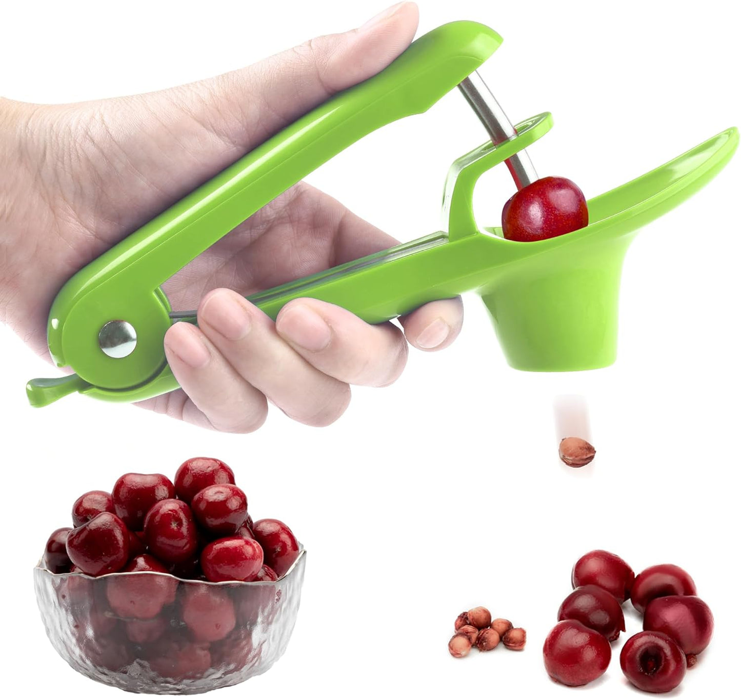 Cherry Pitter - Makmzoon Cherry Pitter Tool Stainless Steel Rod(Black) | Hand-held push design Easy to Clean and Store With Lock Design Great for Making Cherry Jam