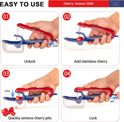 Cherry Pitter - Makmzoon Cherry Pitter Tool Stainless Steel Rod(Black) | Hand-held push design Easy to Clean and Store With Lock Design Great for Making Cherry Jam