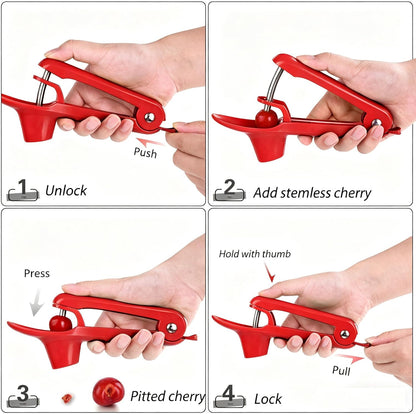 Cherry Pitter - Makmzoon Cherry Pitter Tool Stainless Steel Rod(Black) | Hand-held push design Easy to Clean and Store With Lock Design Great for Making Cherry Jam