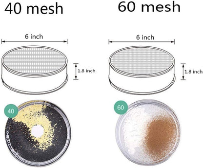 2 pack (60/40 Mesh) Professional 6/8/9.5 Inch, Round Flour Sifter for Baking - Flour Sieve Fine Mesh - Premium Rustproof Stainless Steel (8" (20 CM))
