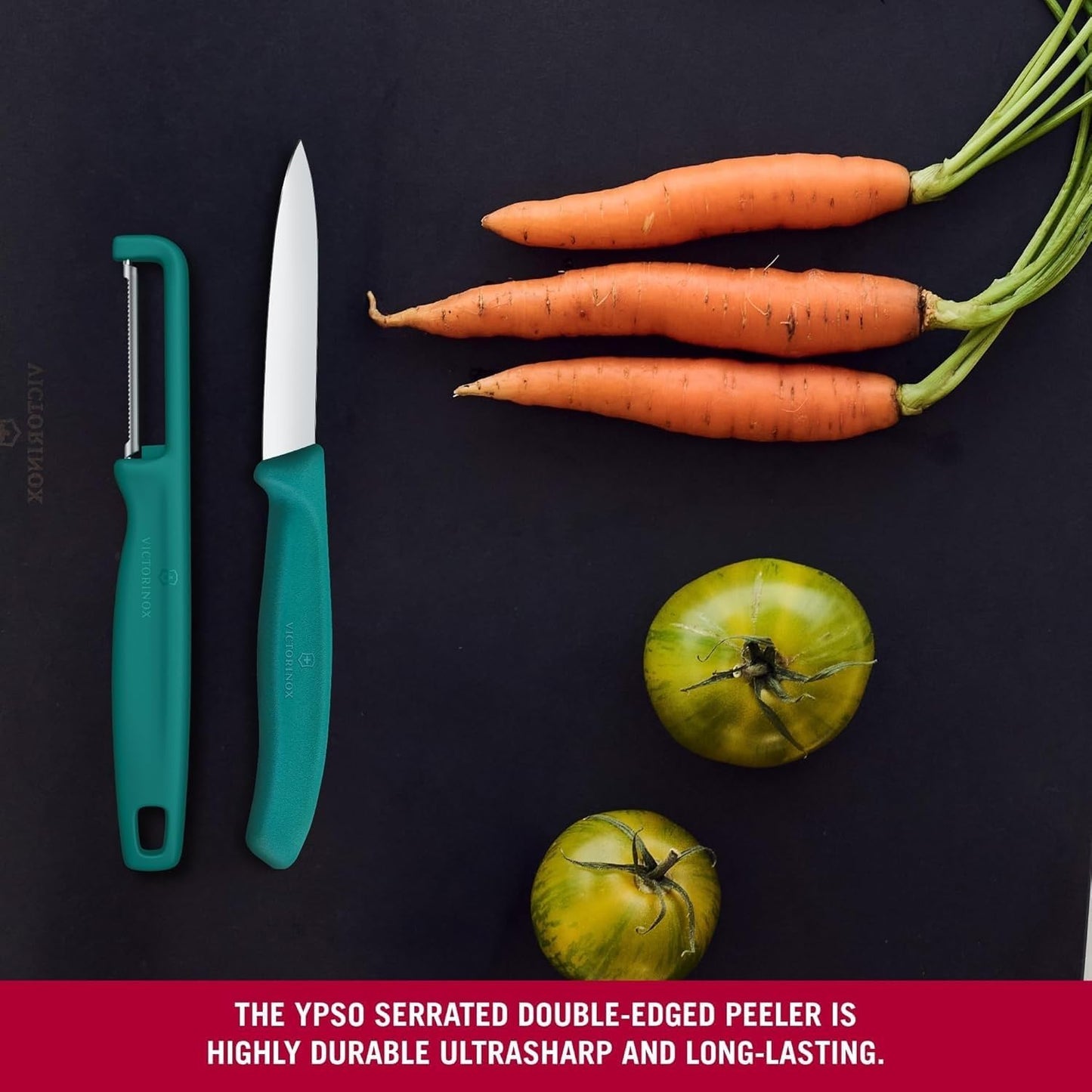 Swiss Classic 2 Piece Paring Knife & I-Peeler Set - Green | Swiss Made kitchen prep tools with sharp stainless steel blades, lightweight ergonomic handles, and dishwasher safe design