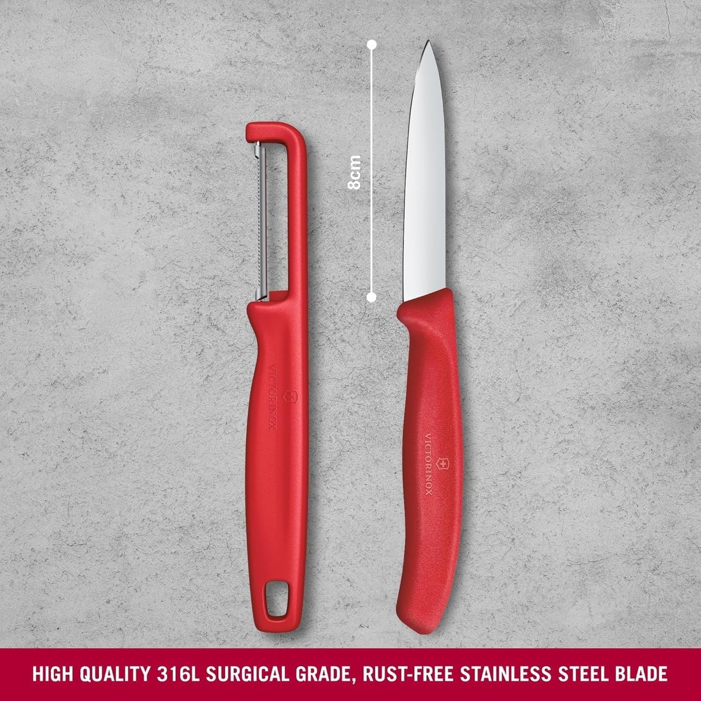 Swiss Classic 2 Piece Paring Knife & I-Peeler Set - Green | Swiss Made kitchen prep tools with sharp stainless steel blades, lightweight ergonomic handles, and dishwasher safe design