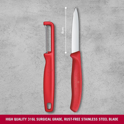 Swiss Classic 2 Piece Paring Knife & I-Peeler Set - Green | Swiss Made kitchen prep tools with sharp stainless steel blades, lightweight ergonomic handles, and dishwasher safe design