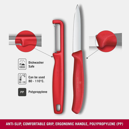 Swiss Classic 2 Piece Paring Knife & I-Peeler Set - Green | Swiss Made kitchen prep tools with sharp stainless steel blades, lightweight ergonomic handles, and dishwasher safe design