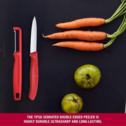 Swiss Classic 2 Piece Paring Knife & I-Peeler Set - Green | Swiss Made kitchen prep tools with sharp stainless steel blades, lightweight ergonomic handles, and dishwasher safe design