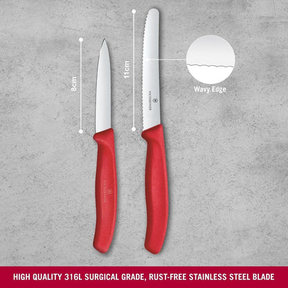 Swiss Classic 2 Piece Paring Knife & I-Peeler Set - Green | Swiss Made kitchen prep tools with sharp stainless steel blades, lightweight ergonomic handles, and dishwasher safe design