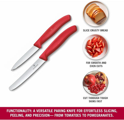 Swiss Classic 2 Piece Paring Knife & I-Peeler Set - Green | Swiss Made kitchen prep tools with sharp stainless steel blades, lightweight ergonomic handles, and dishwasher safe design
